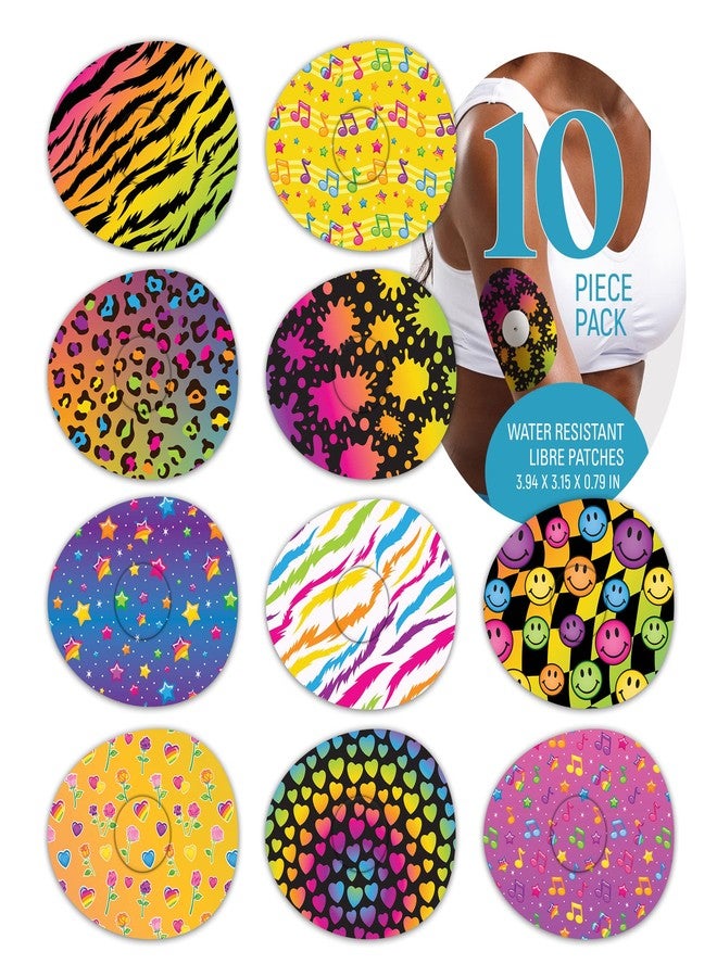 Rockadex Adhesive Patches - Compatible for Freestyle Libre Sensor, Custom-Designed Freestyle Libre Patches, Diabetic Supplies Mix 10 Pack Fluro - Image 1